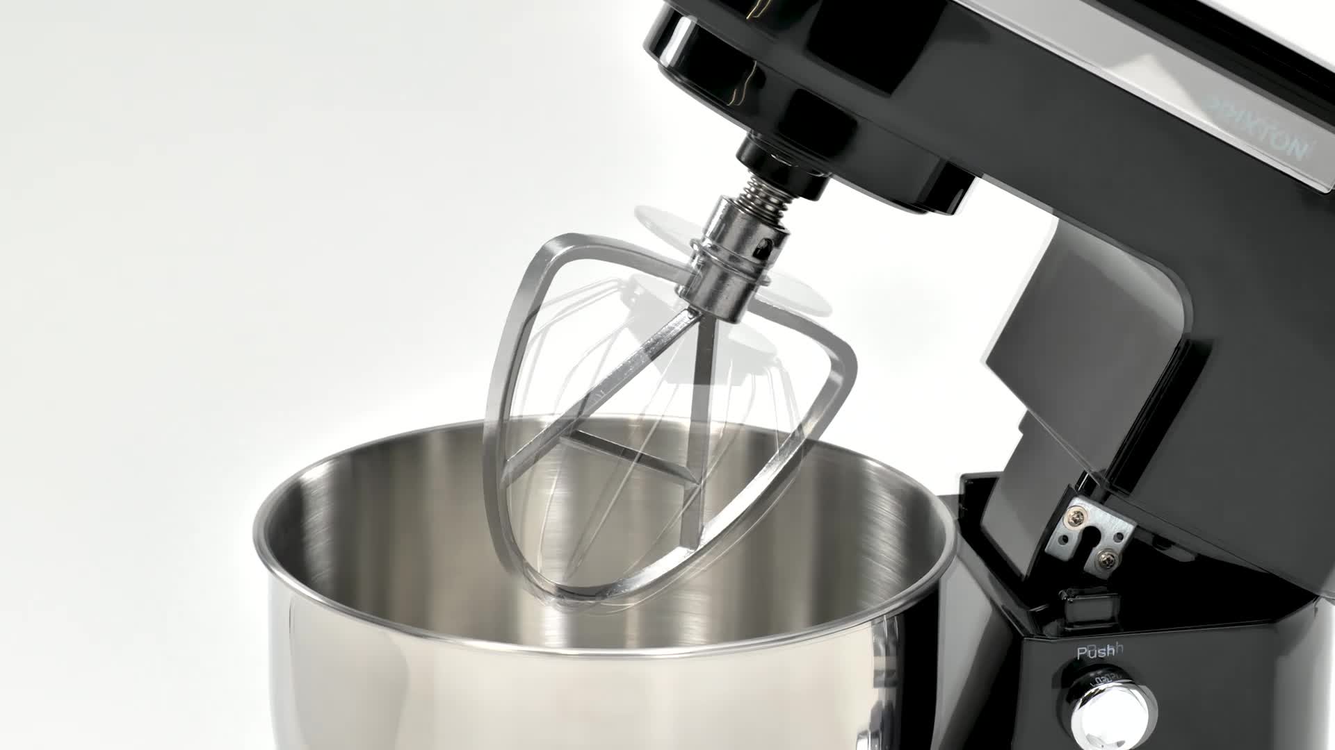 PRIXTON Mixeur Pétrisseur KR250 - 1500W - 10 Vitesses - Bol Inox 5 Litres - 3 Accessoires + Couvercle - Noir