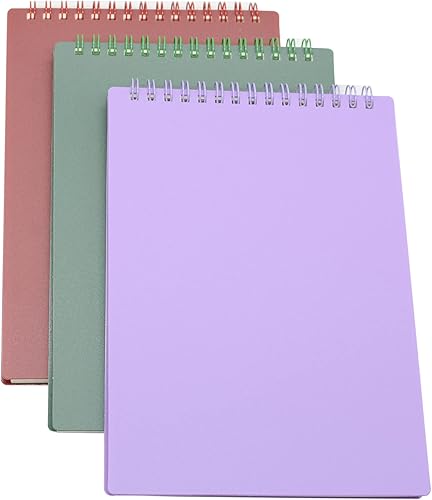 Miniatura 2 de Yansanido Cuaderno de espiral encuadernado superior, 3 unidades, 3 colores, tamaño A5, papel de cuadrícula de plástico grueso, 80 hojas (160