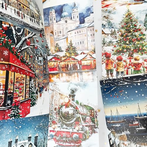 Image of Christmas Washi Tape Set,3 Rolls City Landscape Stickers for Journaling,Christmas Washi Tape Stickers for Junk Journal Supplies,Scrapbooking,Notebook,Phone Case,DIY Craft(Victoria)