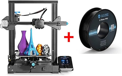 SainSmart Impresora 3D Creality Ender 3 V2 oficial y filamento de impresión 3D de TPU flexible de 0069in 18lbs color negro