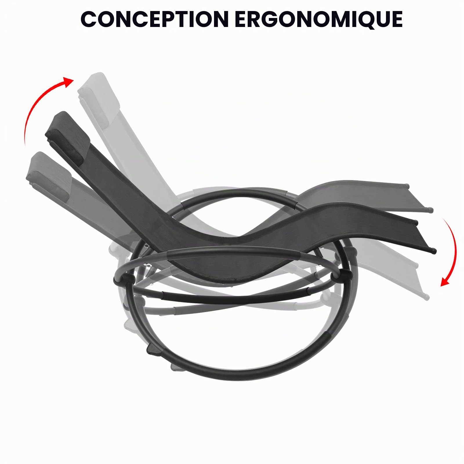 WOLTU Lot de 2 Chaise Longue Pliable Bain de Soleil pour Jardin fauteil Relax Baignoire en Tissu Respirant Charge maximale 160 kg, Noir, LS002sz-2