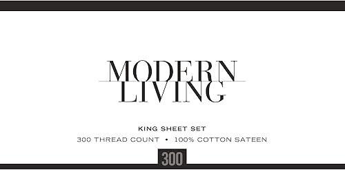 Miniatura 8 de Modern Living 1S18812 - Juego de sábanas de 300 hilos, tamaño King, color blanco roto