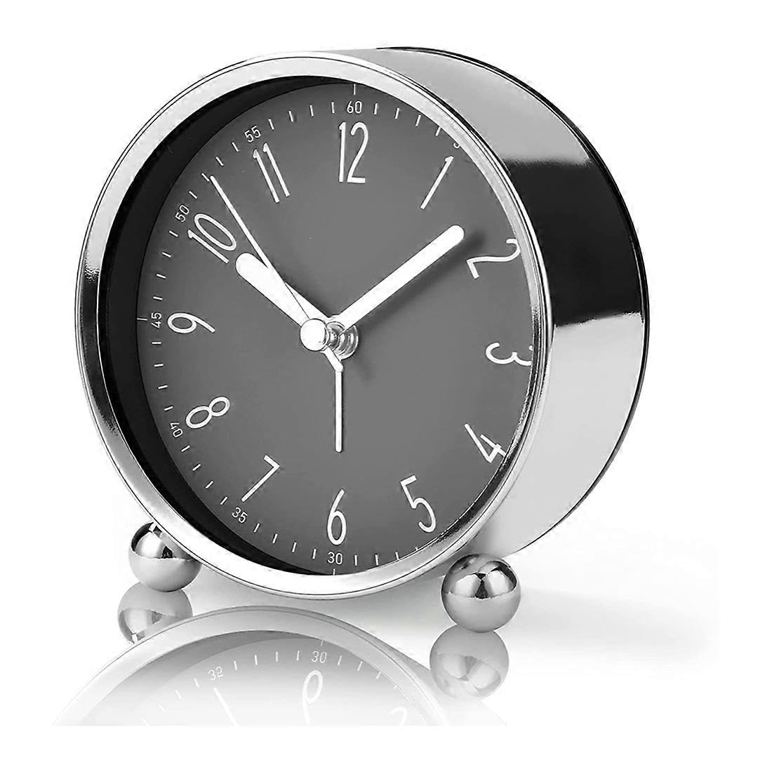 JOYHAPPST Non Ticking Alarm Clock,4 Inch Silent Bedside Clock for Heavy Sleepers, Battery Operated Analogue Clock, for Home Office