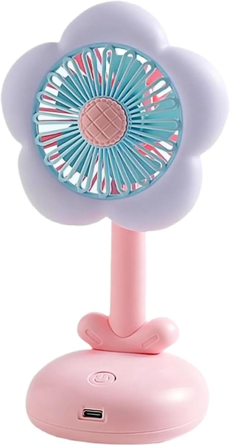 Desk Fan for Office Portable Air Circulator, Cute Decor Gadgets | Flower Small Fans Bedroom Cooling for Home Living Room Table Office Dorm School Camping Hiking Fishing Travel Picnic Women