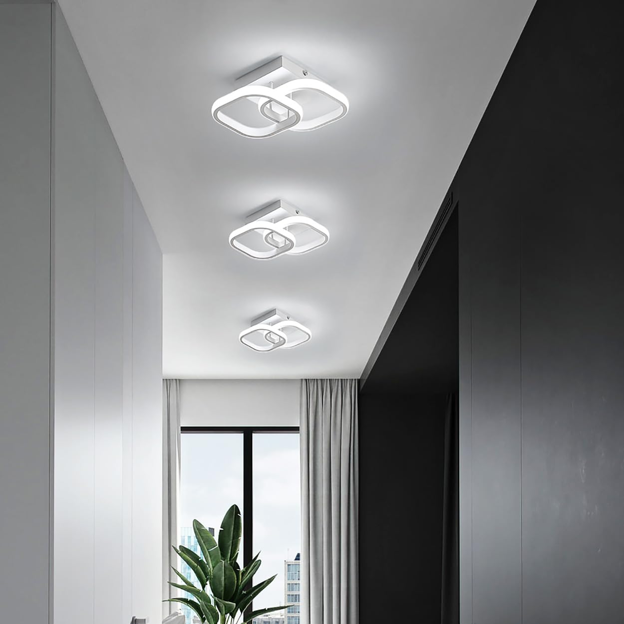 Lámpara de Techo LED Moderno, Luz de Techo Cuadrada Simple | 22W Plafón LED Techo de Acrílico Blanco para Dormitorio, Sala de Estar, Comedor, Cocina, Pasillo, L23.5*W23.5*H9.5CM