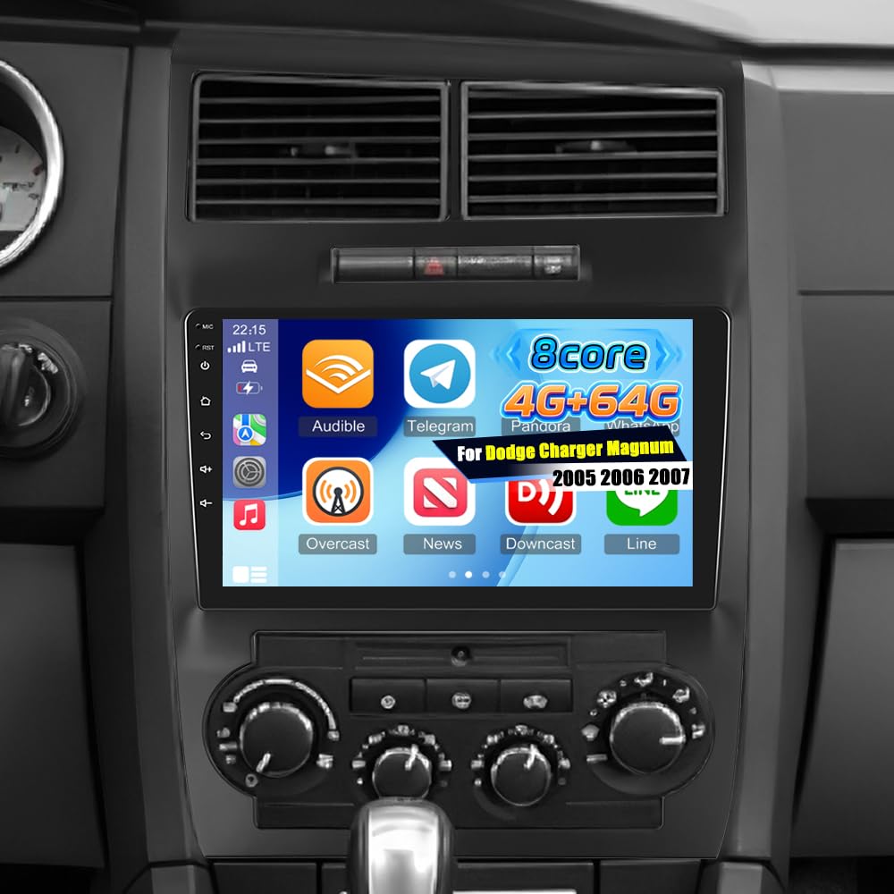 Photo 1 of [8 Core 4+64G] NHOPEEW Car Radio for Dodge Charger Magnum 2005 2006 2007, 9 Inch IPS Touchscreen Android Car Stereo with Wireless Carplay and Android Auto/DSP/WiFi/GPS/SWC + AHD Backup Camera