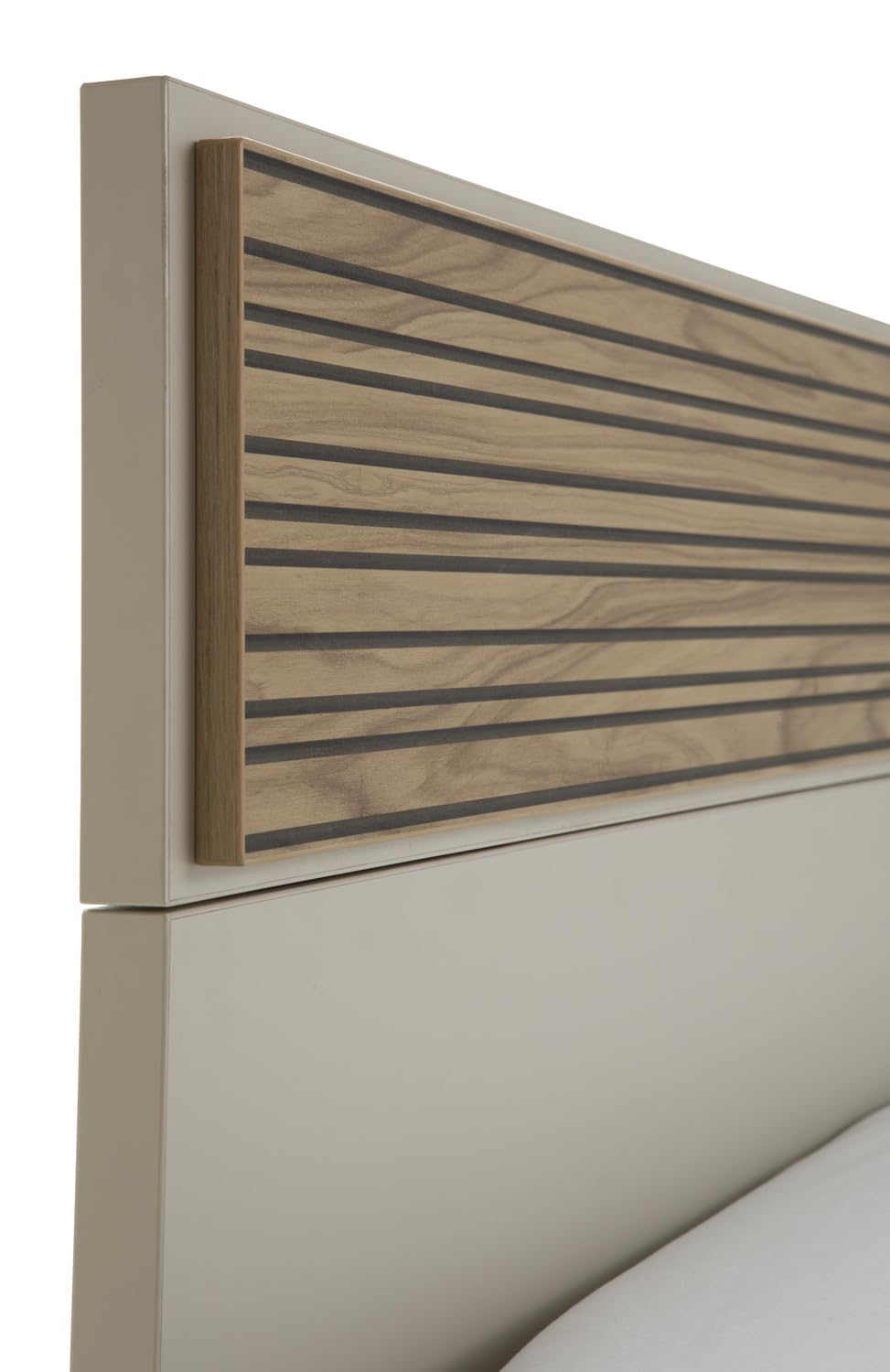Composad | Letto 1 Piazza e Mezza della Linea BRAVO per Cameretta, Letto moderno per bambini e ragazzi, (LxAxP): 125,8x93,5x206,2 cm, Grigio Cashmere Topmatt e Strippedwood, Made In italy