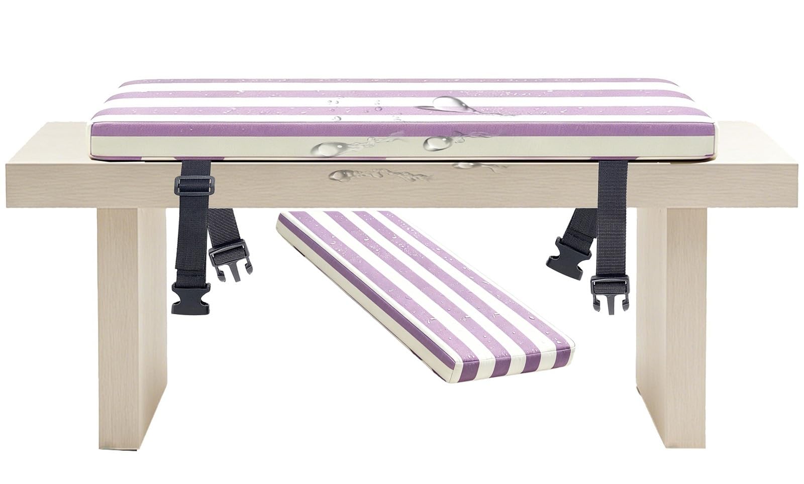 Black and White Striped Patio Cushions for Outdoor Furniture, 80% Waterproof Wicker Chaise Lounge Chair Cushions, Bluk and White Outdoor Bench Cushion with Ties(Violet White,50x40 cm 20x16 in)