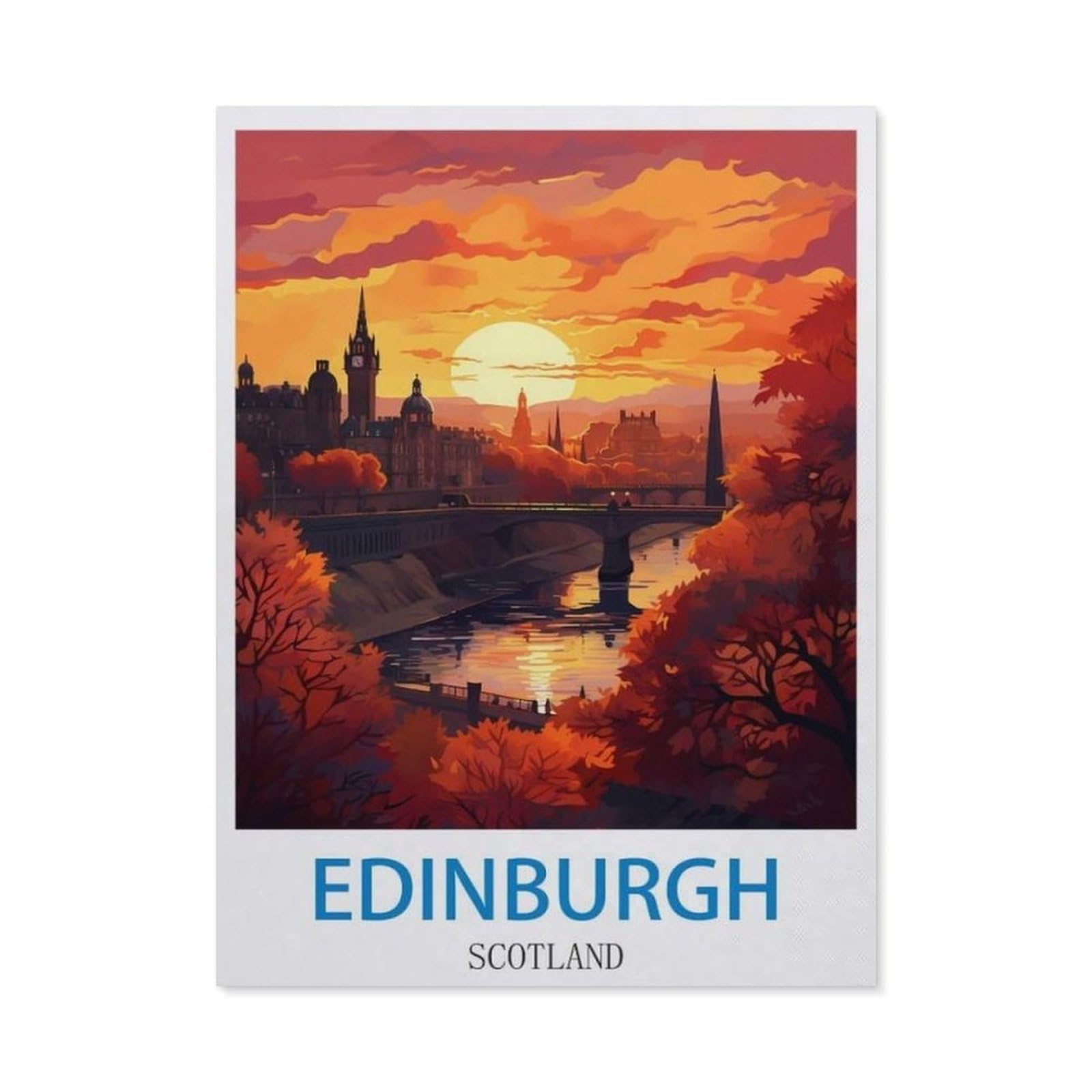 BEAYODKP DIY Diamond Painting，Edinburgh Scotland，Cross Stitch Full Drill 5D Embroidery Mosaic Wall Decor Art（40 x 50 cm/15.74 x 19.68 inches）-CO49