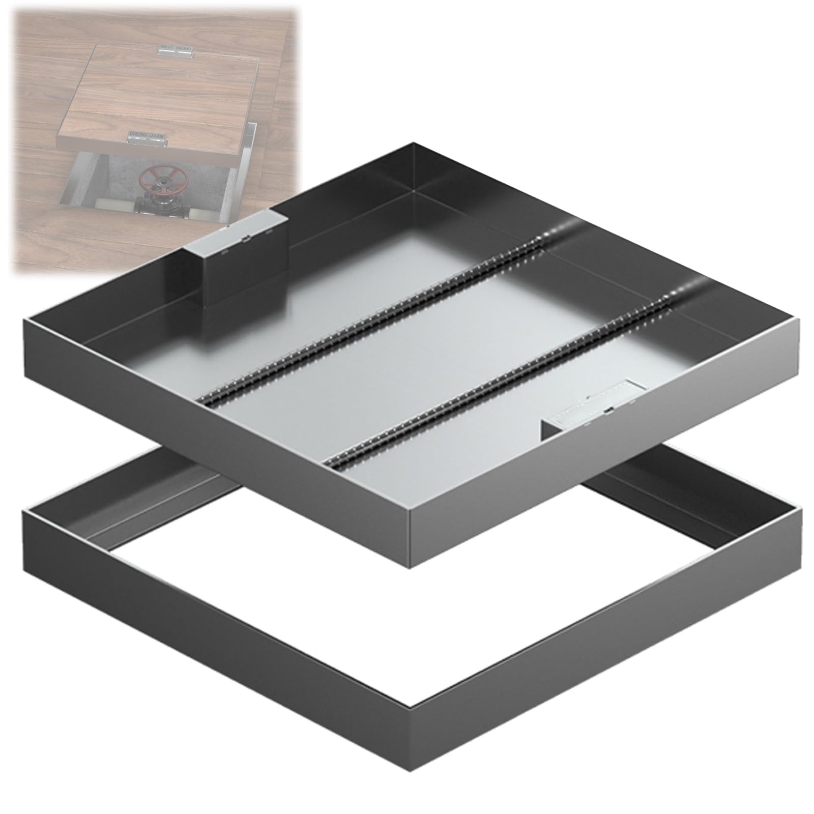 Gbrsxyip Invisible Manhole Cover Square Stainless Steel Lid & Base For Driveway Yard & Pavement - 40Cm/16Insewage Access Solution