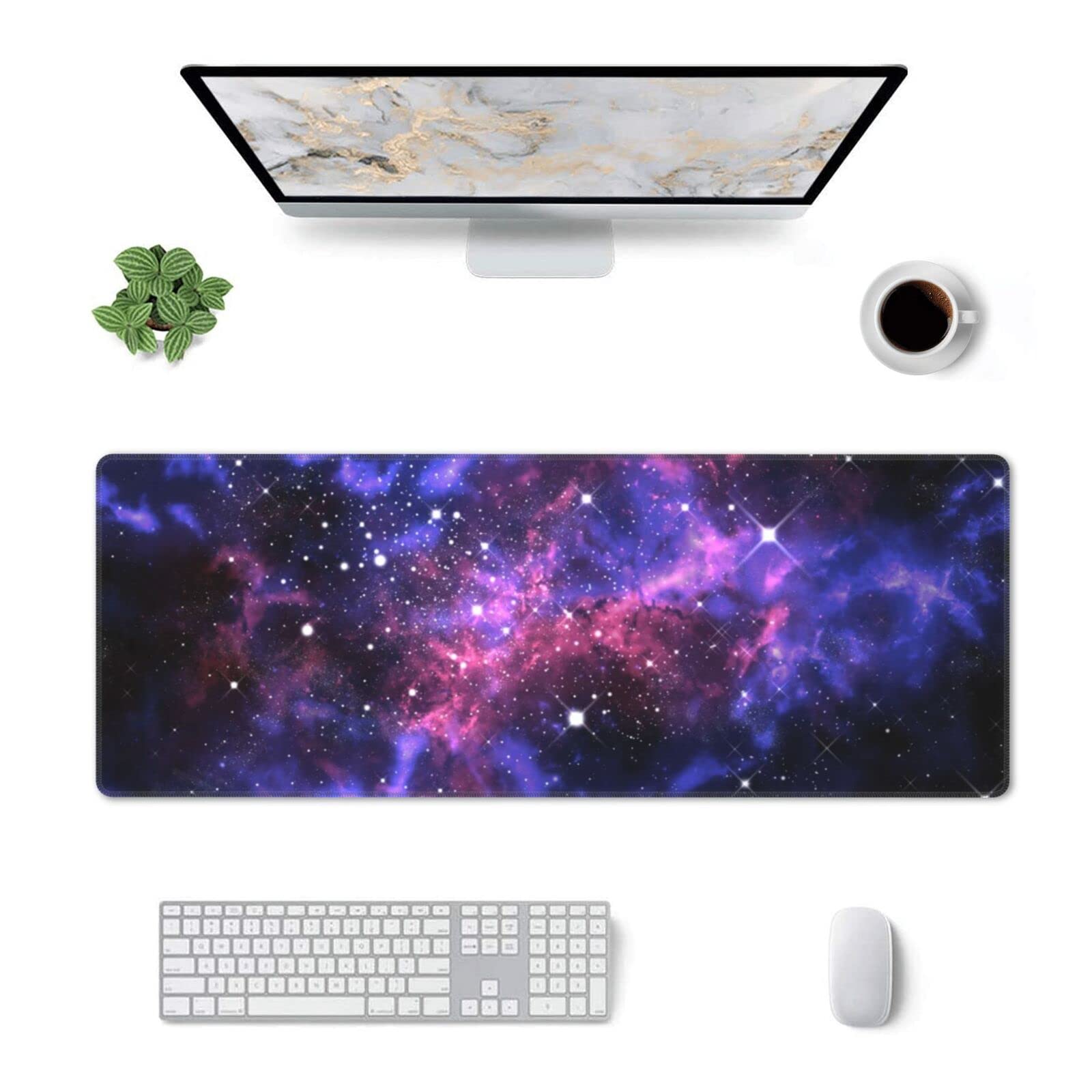 Tappetino Per Mouse Da Gioco Space Galaxy – 80x30 Cm – Bordi Cuciti E Base Antiscivolo - 3