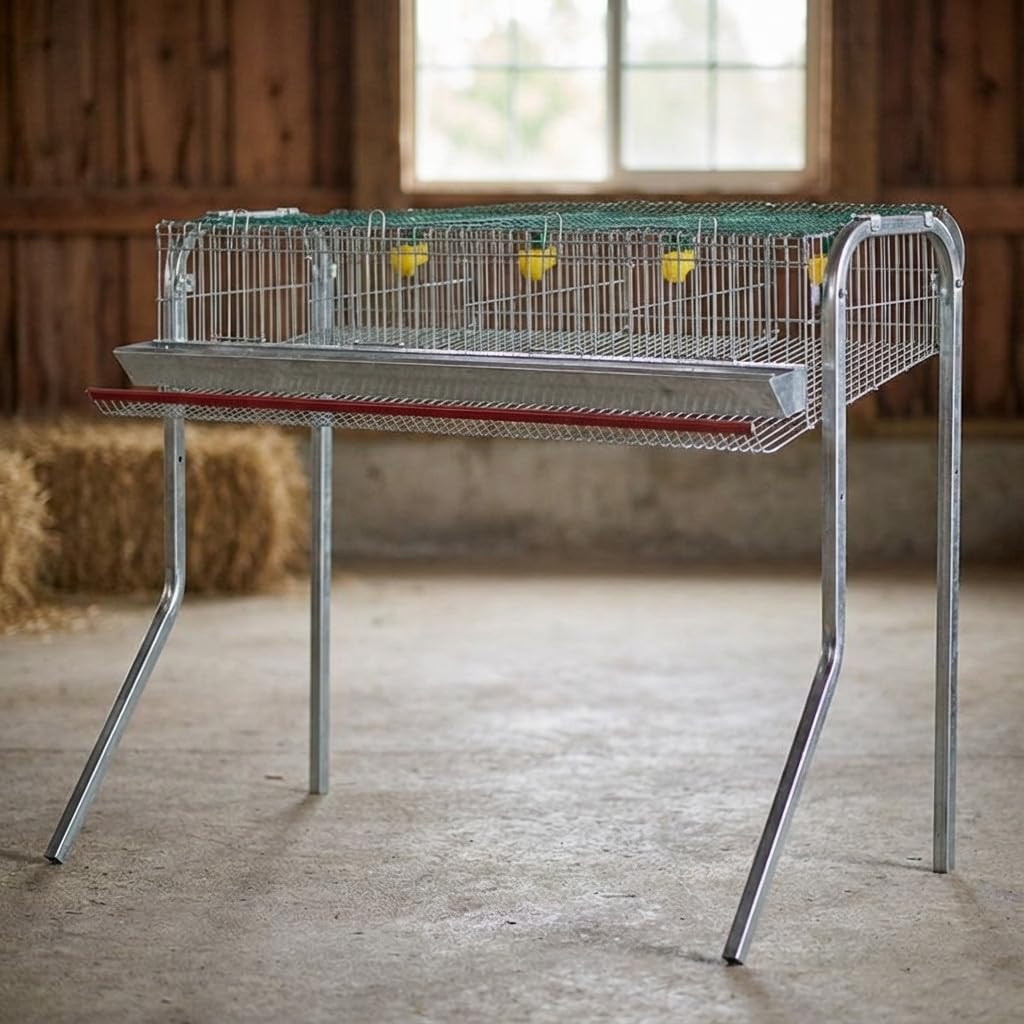 Suinga Jaula BATERIA CODORNICES con 4 departamentos para Pajaros -Comedero Frontal y bebederos automáticos, 105x47x90 cm