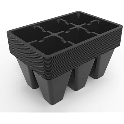 Gardzen 30 Pack 6-Cell Seed Starting Tray for Seedlings, Plant Starter Trays with Drainage Holes for Seed Germination, 5.4x3.7 inches, Black