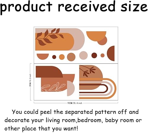 Miniatura 2 de SUPERDANT Calcomanías de pared con diseño de plantas bohemias, diseño geométrico, montañas, despegar y pegar, bosque y árboles, calcomanías de pared