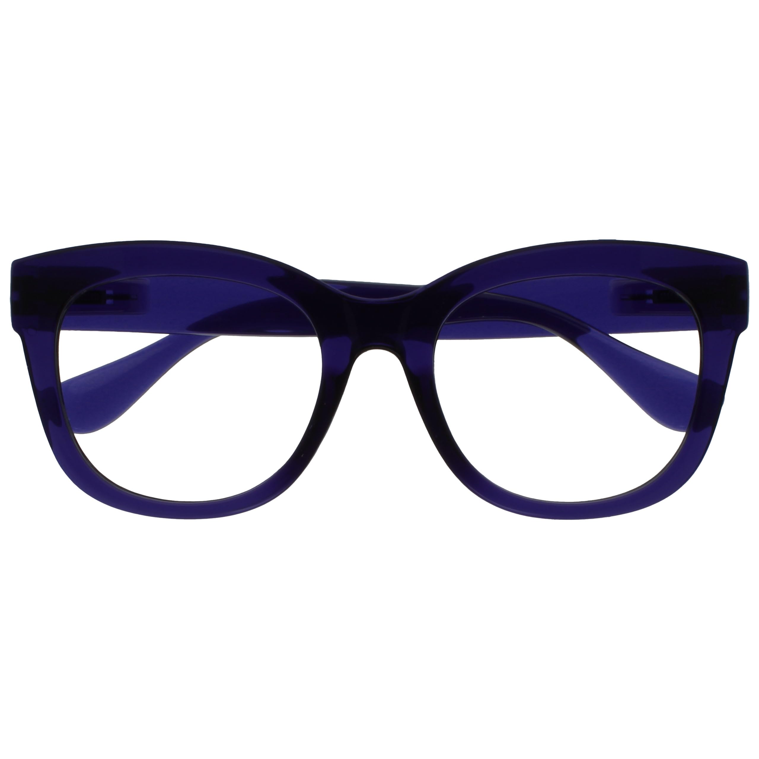 OPULIZE BIG Blue Light Blocking Glasses - Bold Oversized Round Fashion Frame - Anti-Glare Anti-Reflective Computer Gaming - UV & Eyestrain Protection - Indigo Blue - Mens Womens