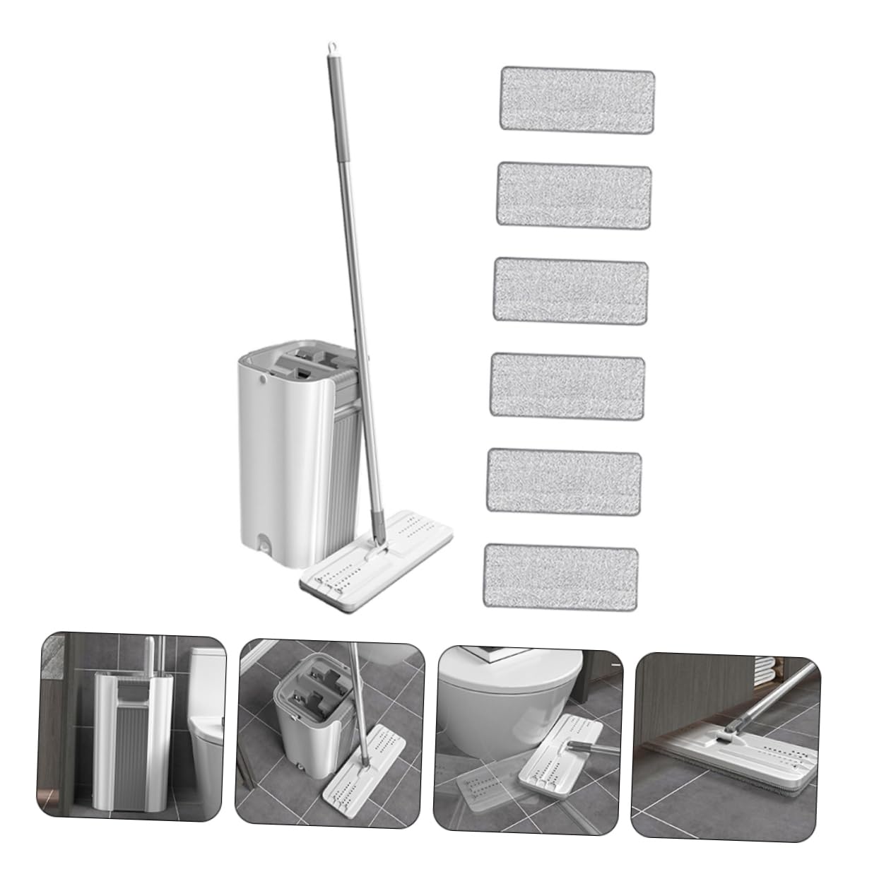 Cabilock Kit de Fregona Práctico Microfibra y Mango Integrado Antideslizante para Limpieza de Suelos Hogar y Habitaciones Limpias