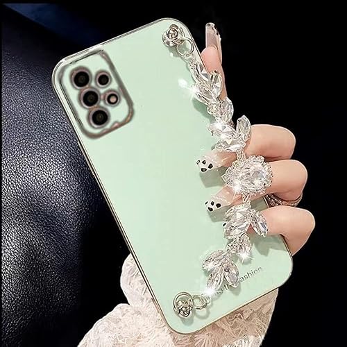 Funda de teléfono con cadena de diamantes brillantes para Samsung S10 A32 A52 A72 S20 S21 S22 Plus Ultra Pro FE A 71 51 Note 10 20 53 XLA61 verde