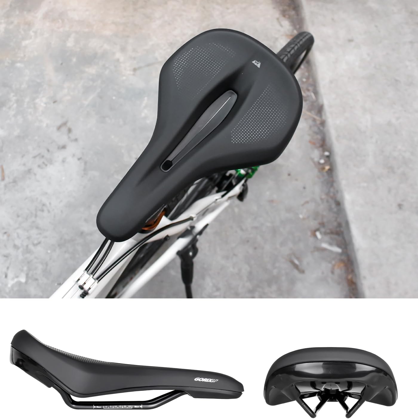 GORIX Bike Saddle Seat Wide Hole Shock Absorption Waterproof Soft Cushion Mountain Road Bicycle (Venture 12)