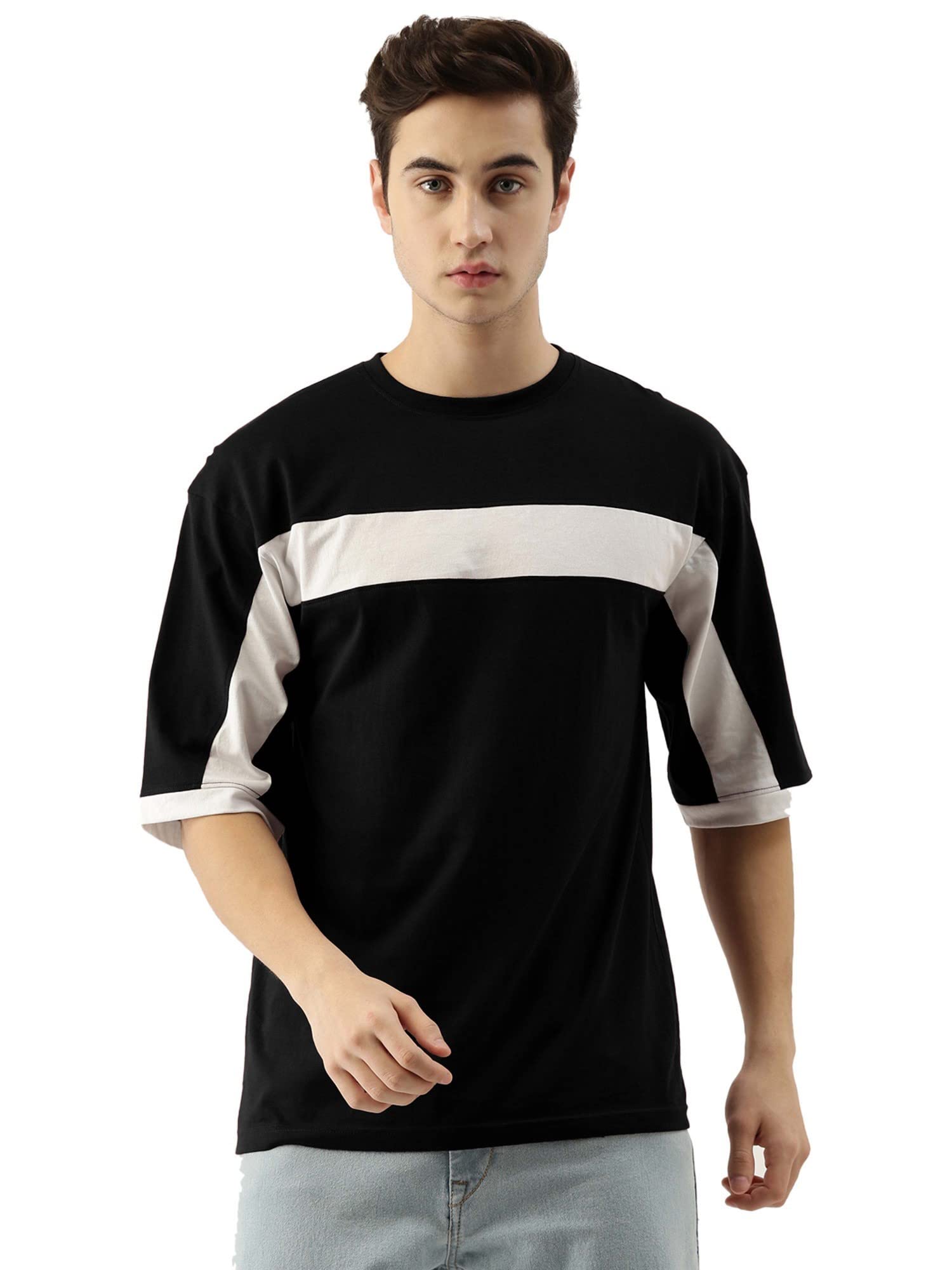 ManiacMen's 3-4th sleeve Round Neck Cotton Slim Fit Tshirt