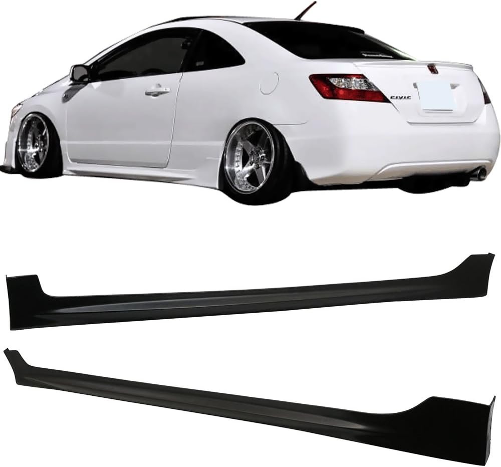 Side Skirts Compatible With 20062011 Honda Civic, Black PU Sideskirts Rocker