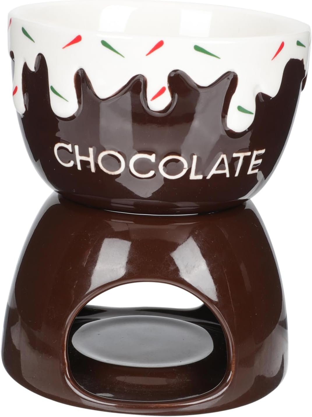 Ceramic Chocolate Melting Pot Set Multi-functional Cheese Fondue Dessert Warmer Detachable Bowl for Breakfast Salad Lightweight Portable for Home Parties and Events