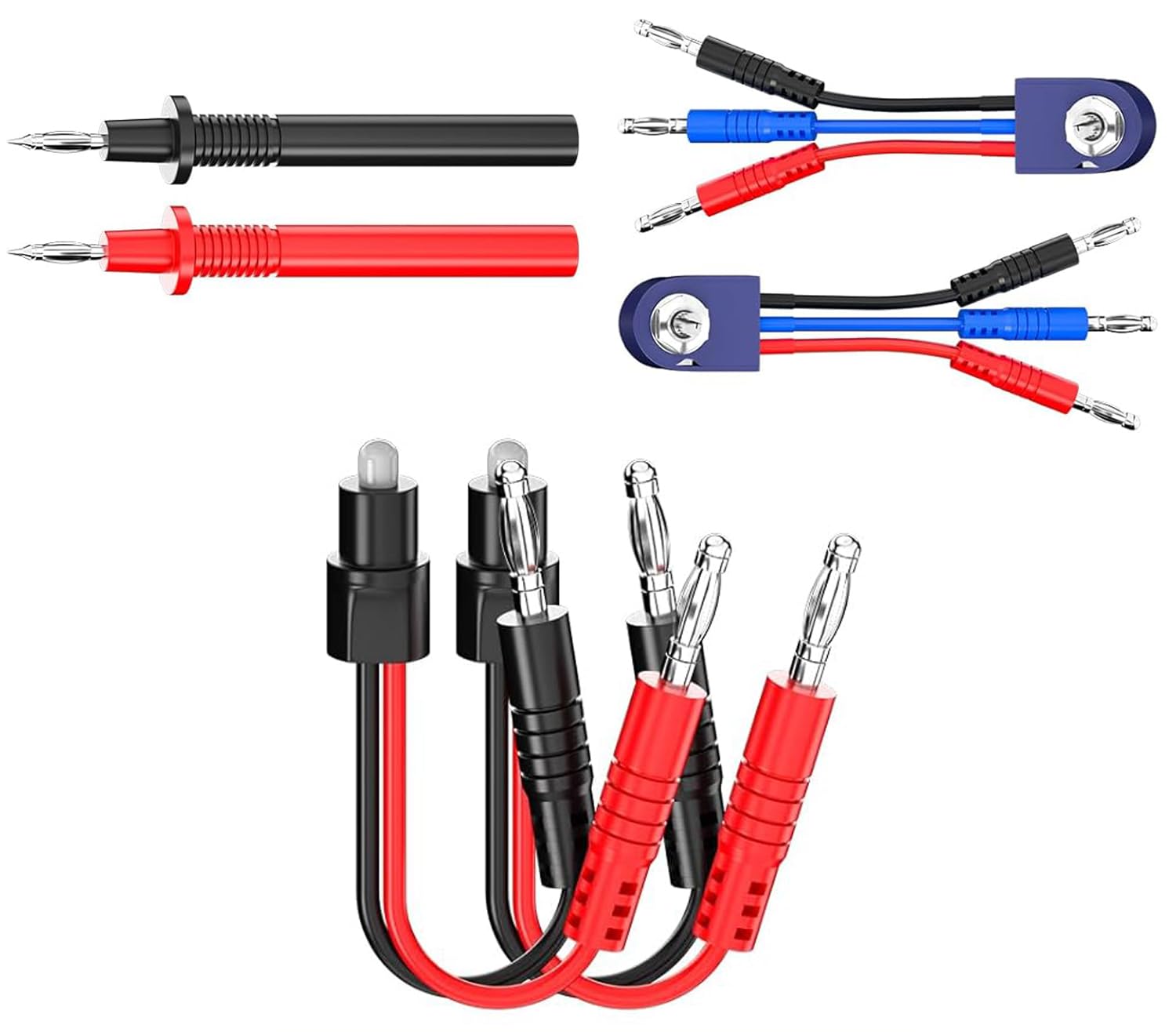 Kit de cables para multimetro con puntas de prueba, pinzas, enchufes y comprobadores, 92 piezas