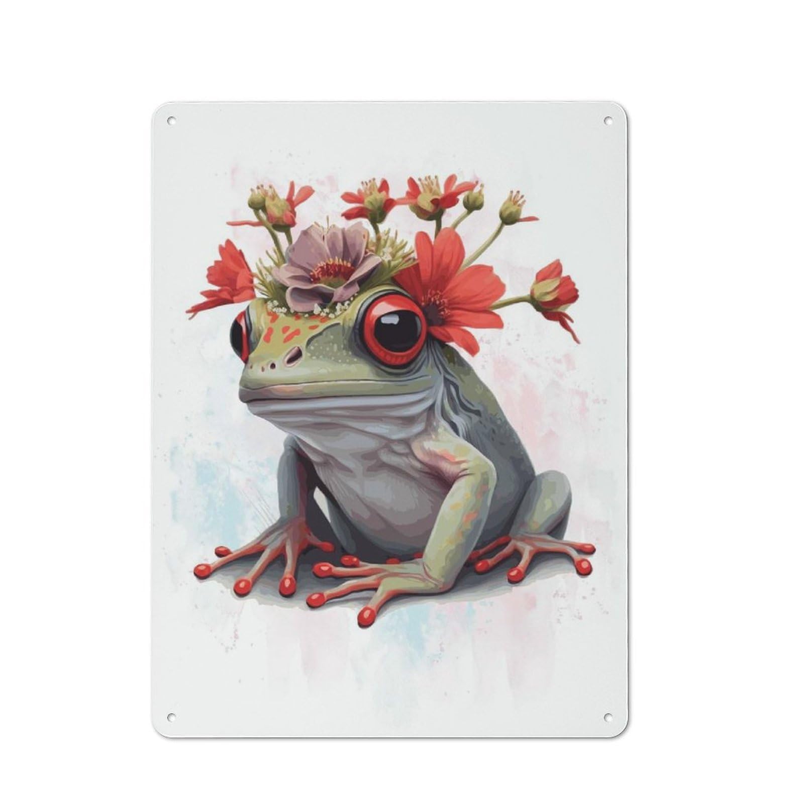 Junmoney Style-19 Red Eyed Tree Frog Art Rustic Tin Sign 40X30cm For Man Cave Or Games Room, A Decorative Gift For A Newly Furnished Man Cave And Games Room