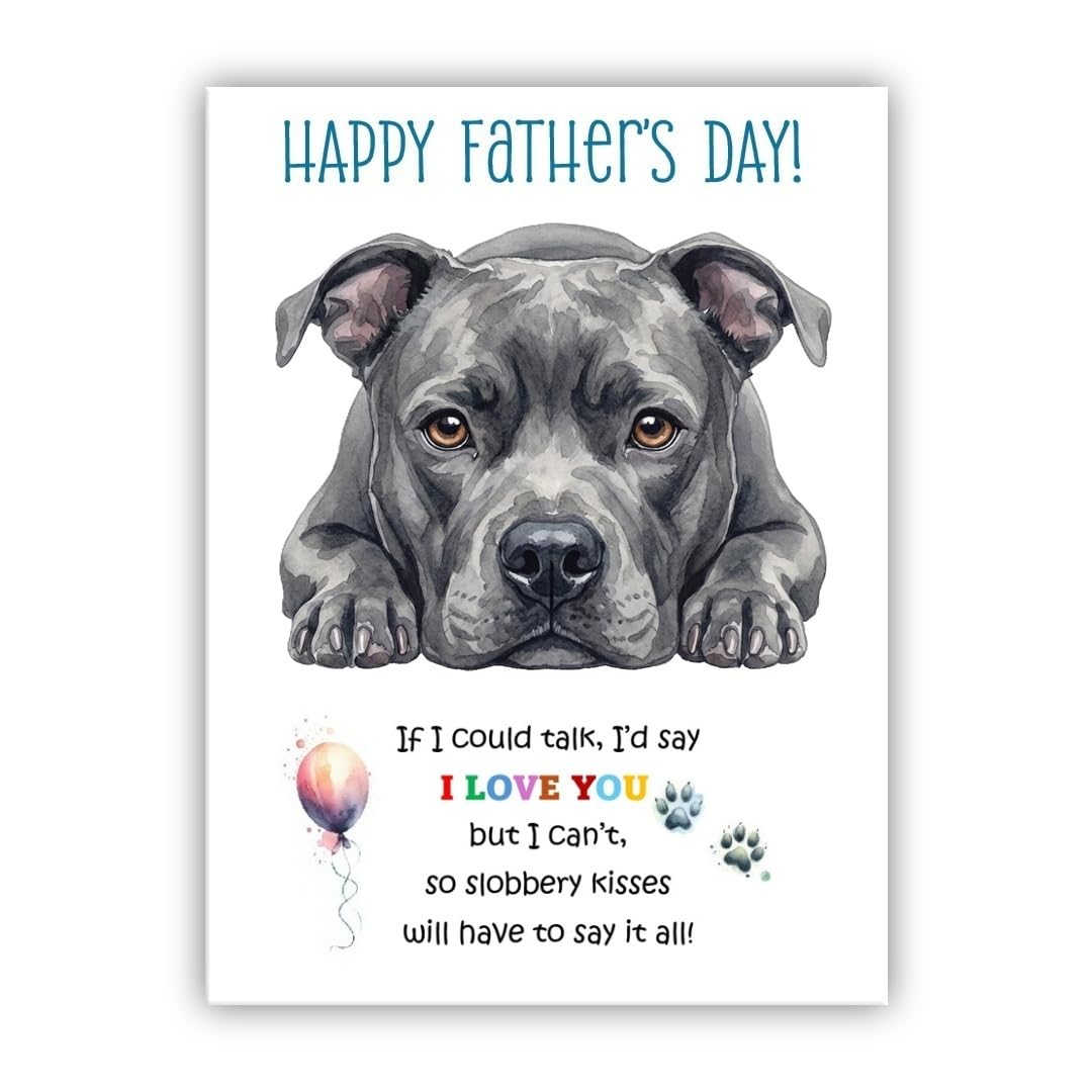 Father’s Day Card From the Dog. Multiple Breeds Available. Cute Fathers Day Pet Card (• Pit Bull Grey)