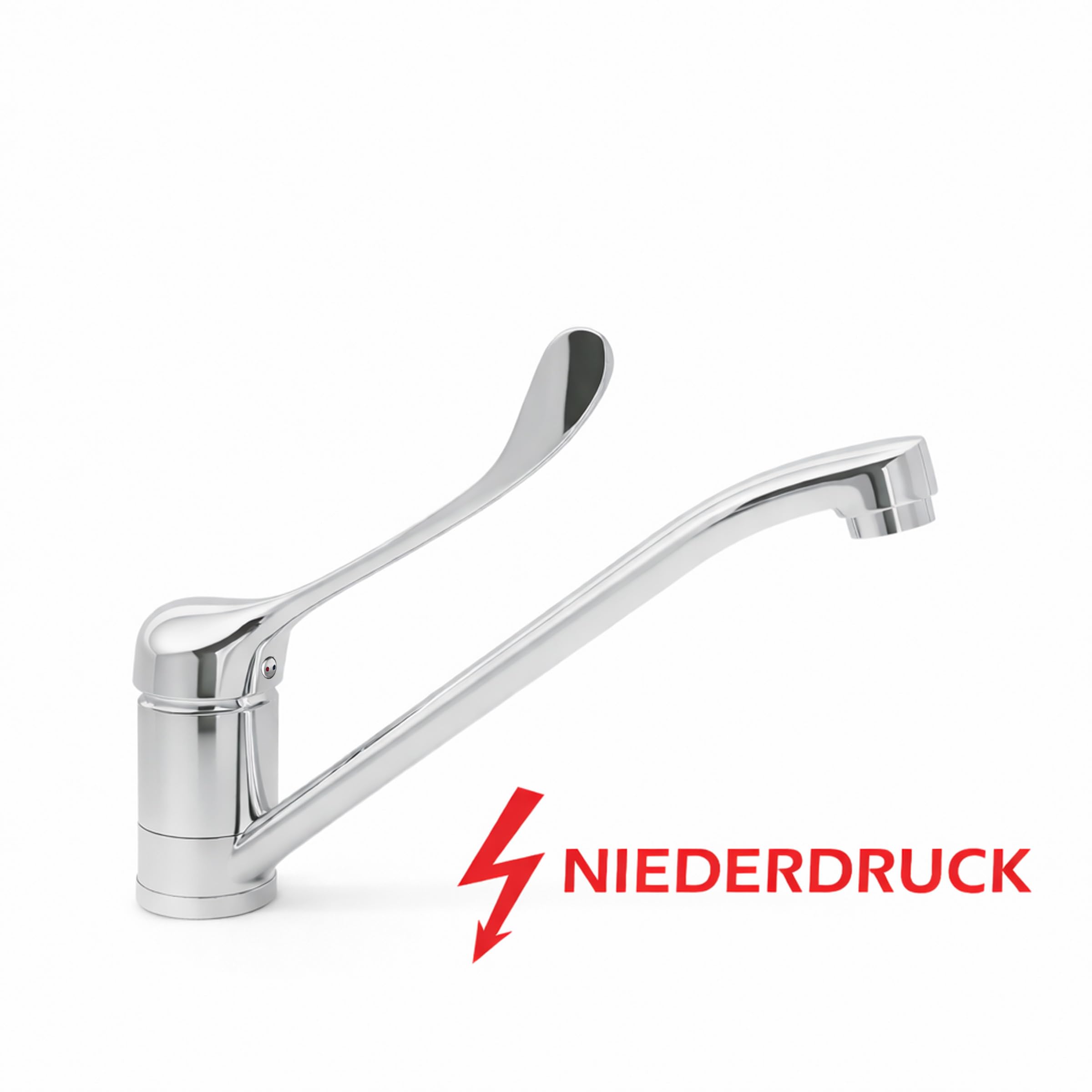 Niederdruck Hygienearmatur Küchen Wasserhahn mit langem Hebel zur Ellenbogen Bedienung für Arztpraxis Klinik Labor und Gastronomie