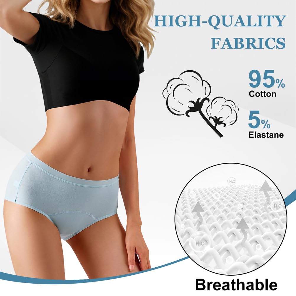 Lot de 5 Culottes Anti-Fuite Femmes Taille Haute Culotte D'incontinence Urinaire pour Flux Abondant & Sport - Coton Doux Respirant Antibactérien - Lavables Invisibles sous Vêtements,N15,S