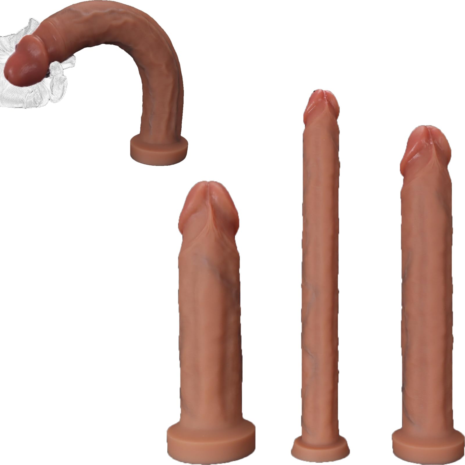 Dildos in 3 Größen Realistischer Dildo Penis aus Weichem Silikon Mit Saugnapf Diloschwanz für Frauen Analdilo für Männer Lang Gleitfreudig Für Einsteiger und Erfahrene Lustspielzeug LZYLWC (L)