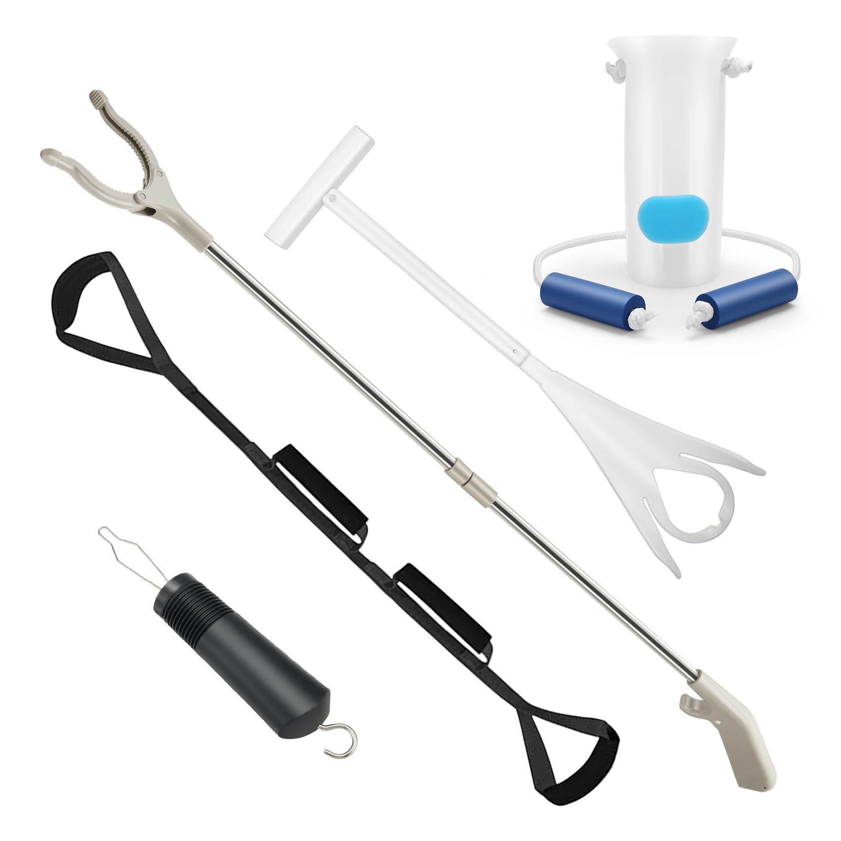 5 piezas de ayuda de recuperación de reemplazo de cadera, ayudas de calcetines para poner y quitar calcetines, kit de cadera con agarrador, dispositivo de ayuda para calcetines, levantador de
