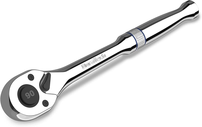 DURATECH 1/4-Inch Drive Ratchet, 90-Tooth Quick-Release Ratchet Wrench | Reversible, Cr-V Made, 4° Swing, Full Polished, Professional Socket Wrench for Men Women Stocking Stuffers for Men Women