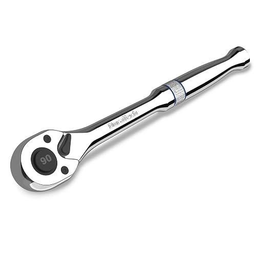 DURATECH 1/4-Inch Drive Ratchet, 90-Tooth Quick-Release Ratchet Wrench | Reversible, Cr-V Made, 4° Swing, Full Polished, Professional Socket Wrench for Men Women Stocking Stuffers for Men Women