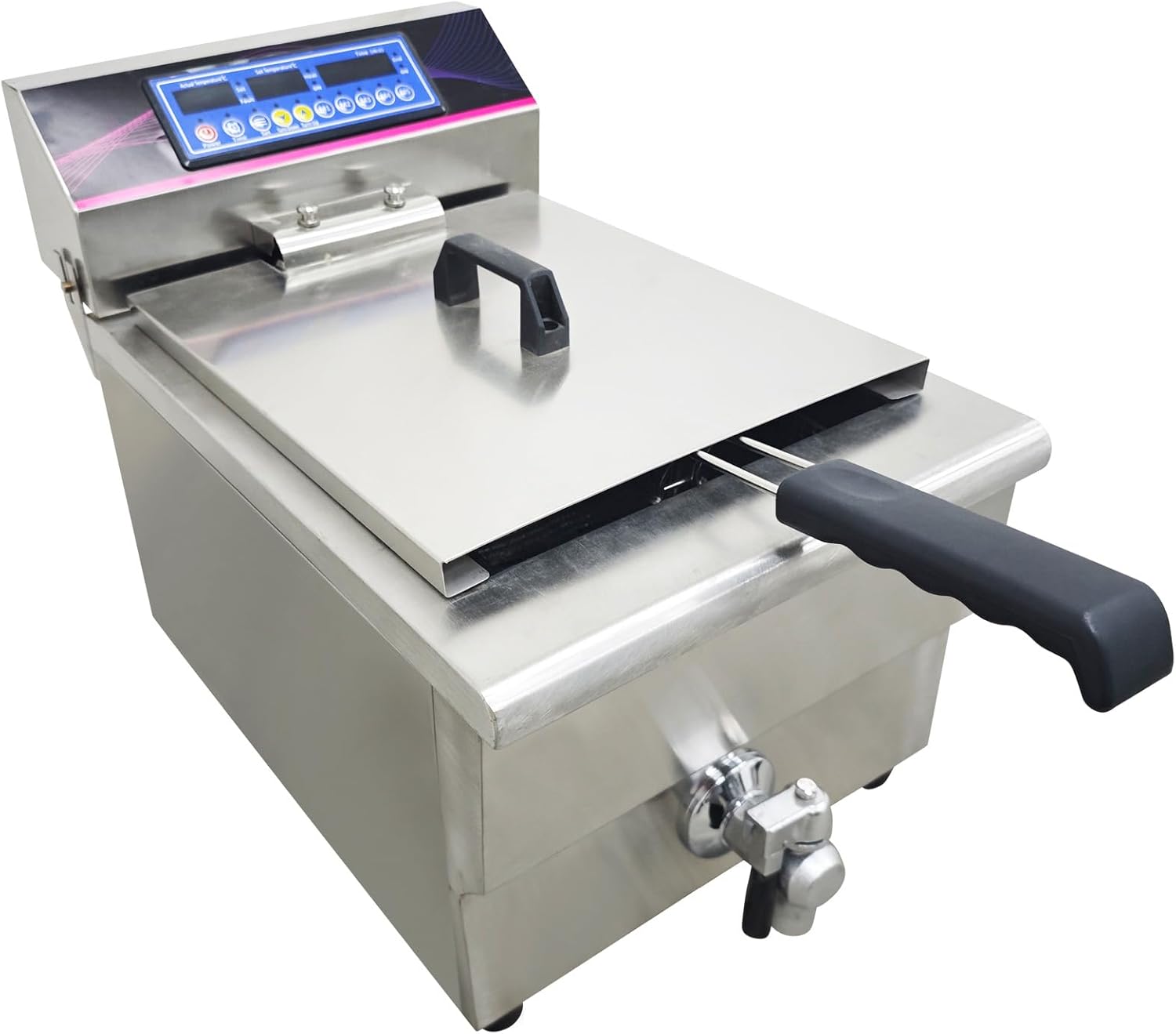 17L Electric Deep Fryer, Stainless Steel Fryer Machine, Digital Timer & Temperature Control for Commercial Catering 220V