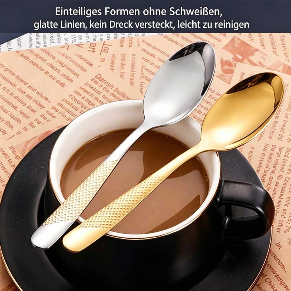 20-teiliges DOCANIO Edelstahl Besteck Set, 5-teiliges pro Person mit edlem Prägemuster, Spülmaschinenfest Tischbesteck für Haushalt & Feier Silber