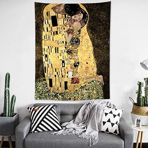 OATHENE The Kiss Art Painting Background Tapestry Wall Hanging for Bedroom Living Room Home Décor Polyester 60W x 51L Inches 1515
