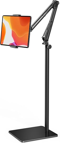 Tablet Floor Stand with 4.2LB Base,Overhead Bed Phone Stand Angle Height Adjustable Tablet Holder Bed,Phone Stand for iP