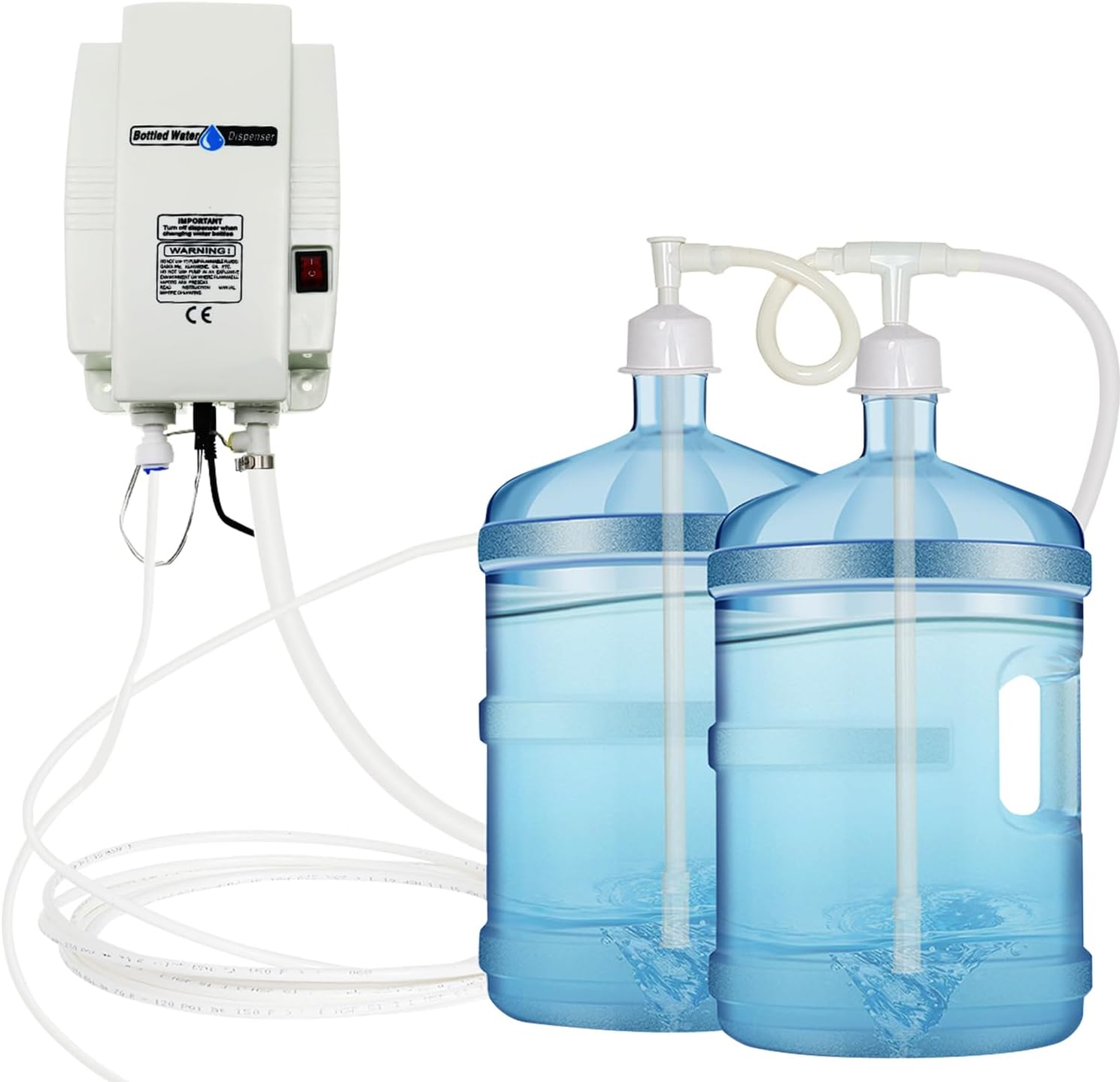 Bottled Water Dispenser Pump System Double Inlet 110V Electric Drinking Water Pump Large Flow 3.8L 5 Gal Automatic Bottle Water Jug Dispensing Pump for Fridge Coffee Ice Tea Maker Kitchen