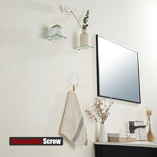 Miniatura 5 de JQK ChR02-WH - Perchero montado en la pared, 4.65 pulgadas, acero inoxidable 304, 2 ganchos dobles para colgar abrigos, bolsos, ropa, chaquetas,