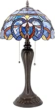 Stained Glass Lamps Tiffany Style Table Lamp 22 Inch Tall 12 Inch Wide Blue Purple Cloudly Crystal Flower Shade 2 Light Pull Chain ForLiving Room Bedroom Coffee Desk Beside Dresser S558 WERFACTORY - coolthings.us
