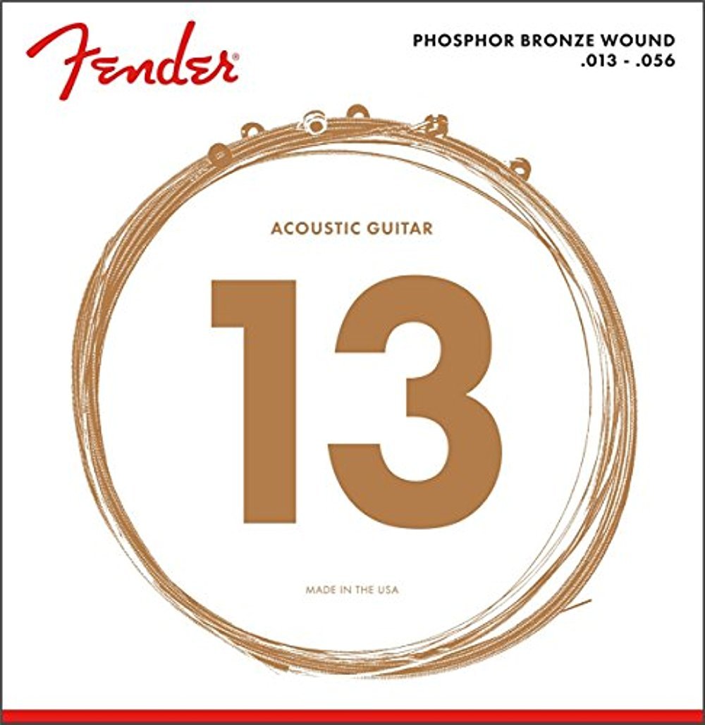 Fender Phosphor Bronze Acoustic Guitar Strings, Ball End, 60M .013-.056 Gauges, (6)