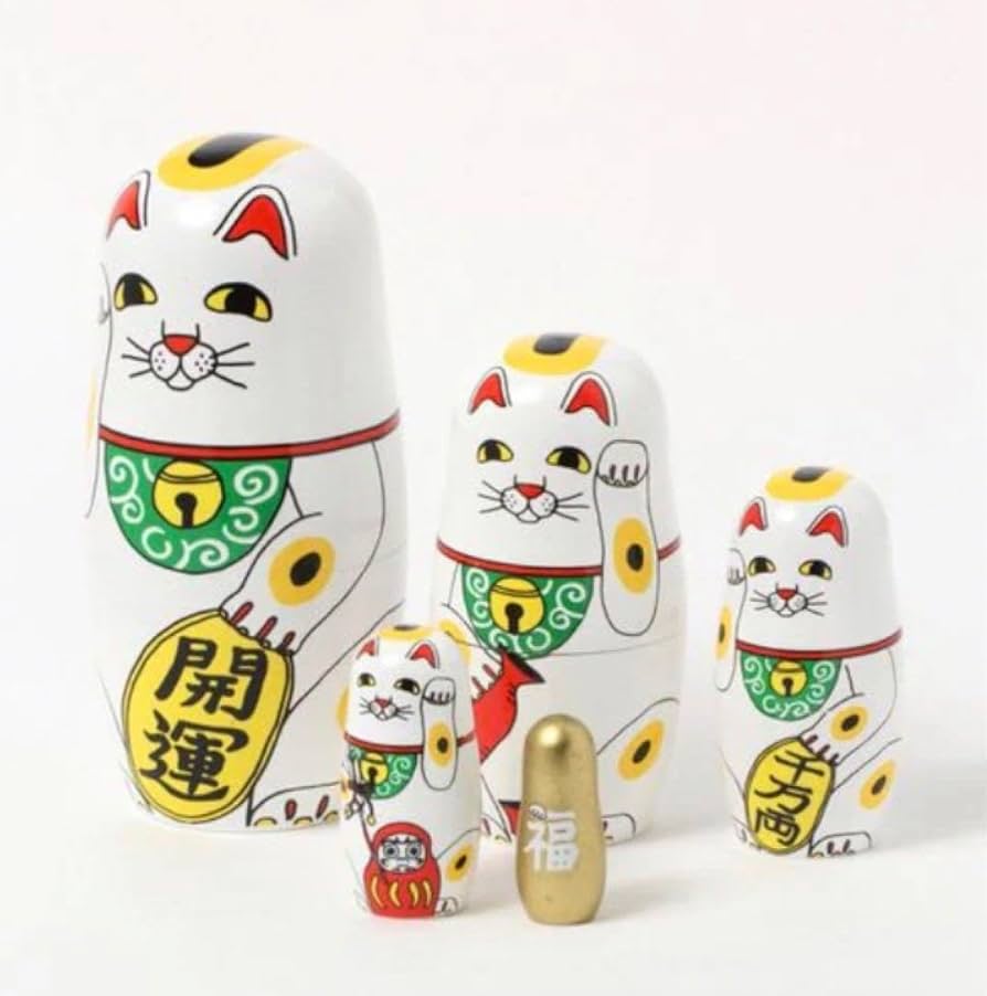 Salut! 招き猫のマトリョーシカ 招き猫 5点セット 入れ子 サリュ Amazon.co.jp: 招き猫 置物 グッズ マトリョーシカ 張り子 猫