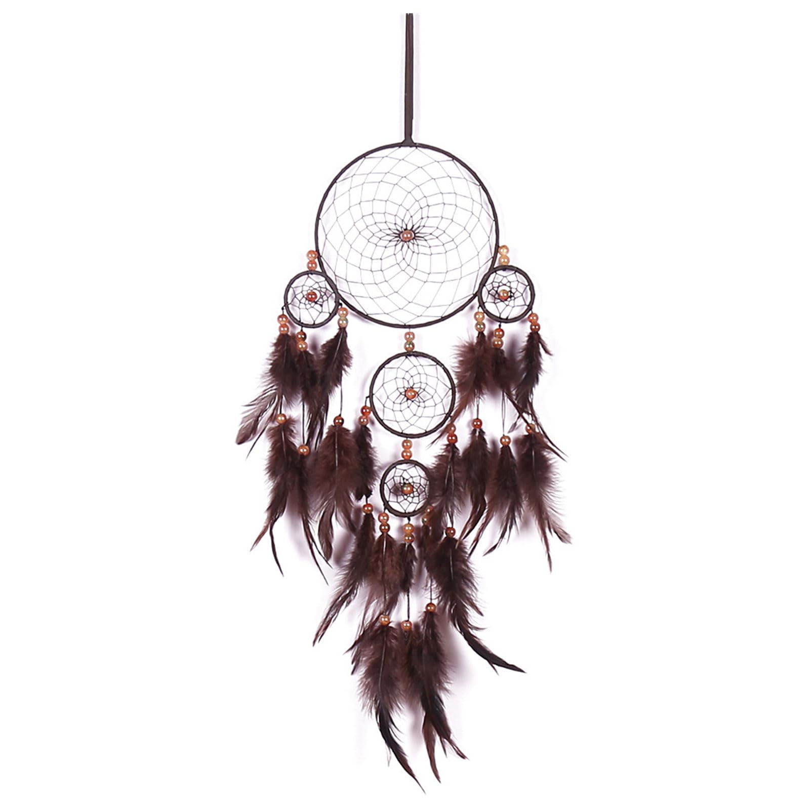 Kalttoy Boys Multicolor Five-Ring Dream Catcher Wall Decoration With Beads Hand-Made Feather Hanging Ornaments Bedroom Home Decorations Dream Catchers For Room