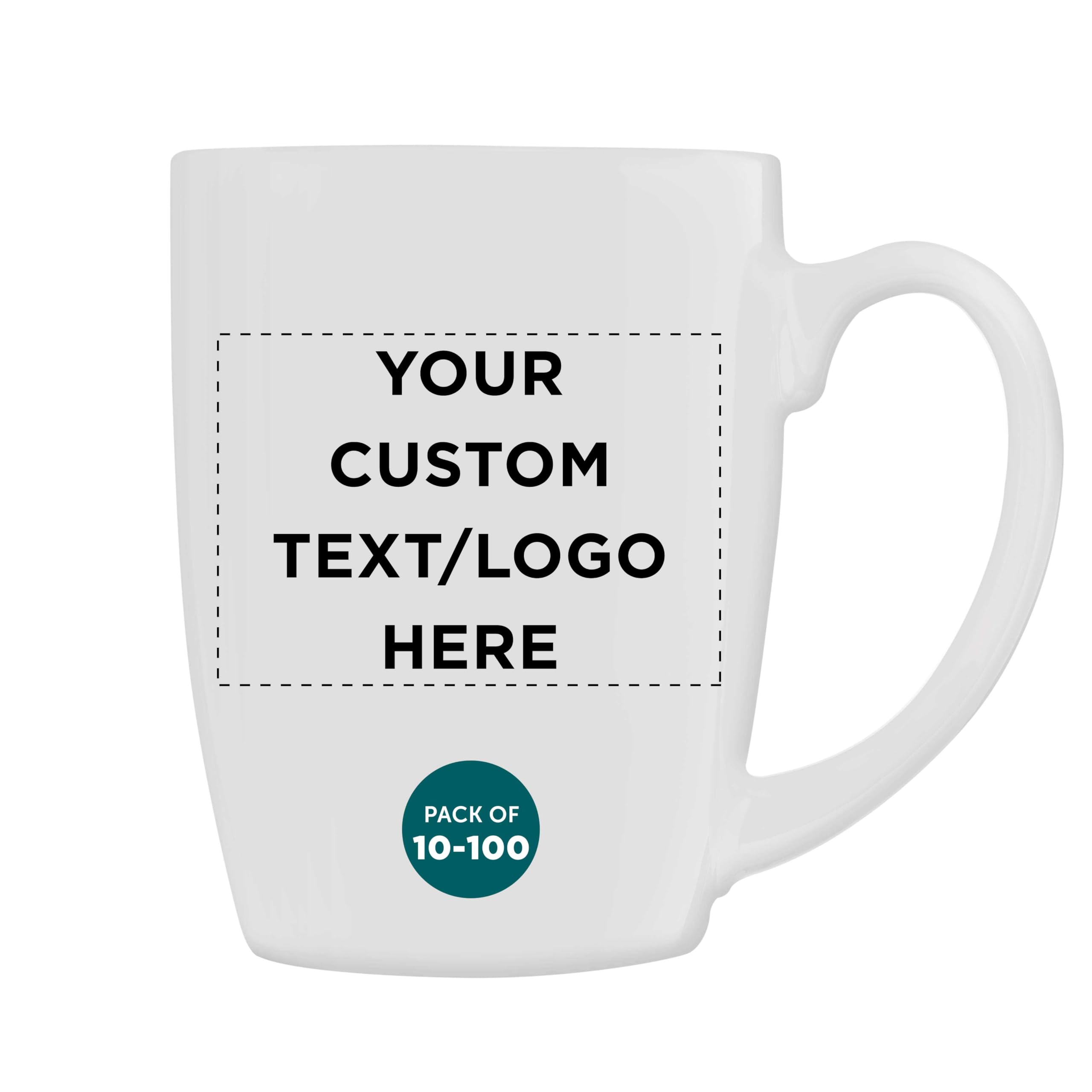 DISCOUNT PROMOS Custom Curved Java Coffee Mug 12 oz Set of 10 50 100 - Personalized Bulk Pack
