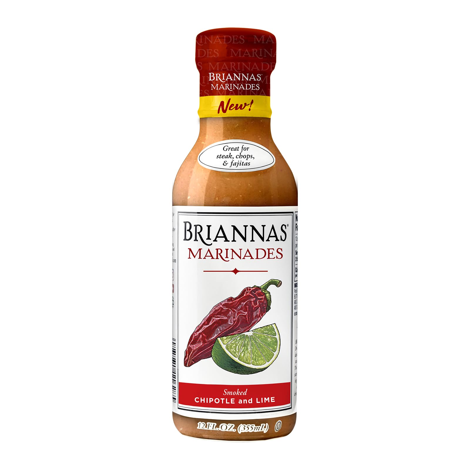 BRIANNAS - Smoked Chipotle and Lime Marinade - Small Batch, Gluten Free, Vegan Marinade made with Premium Ingredients - 12 oz. Bottle