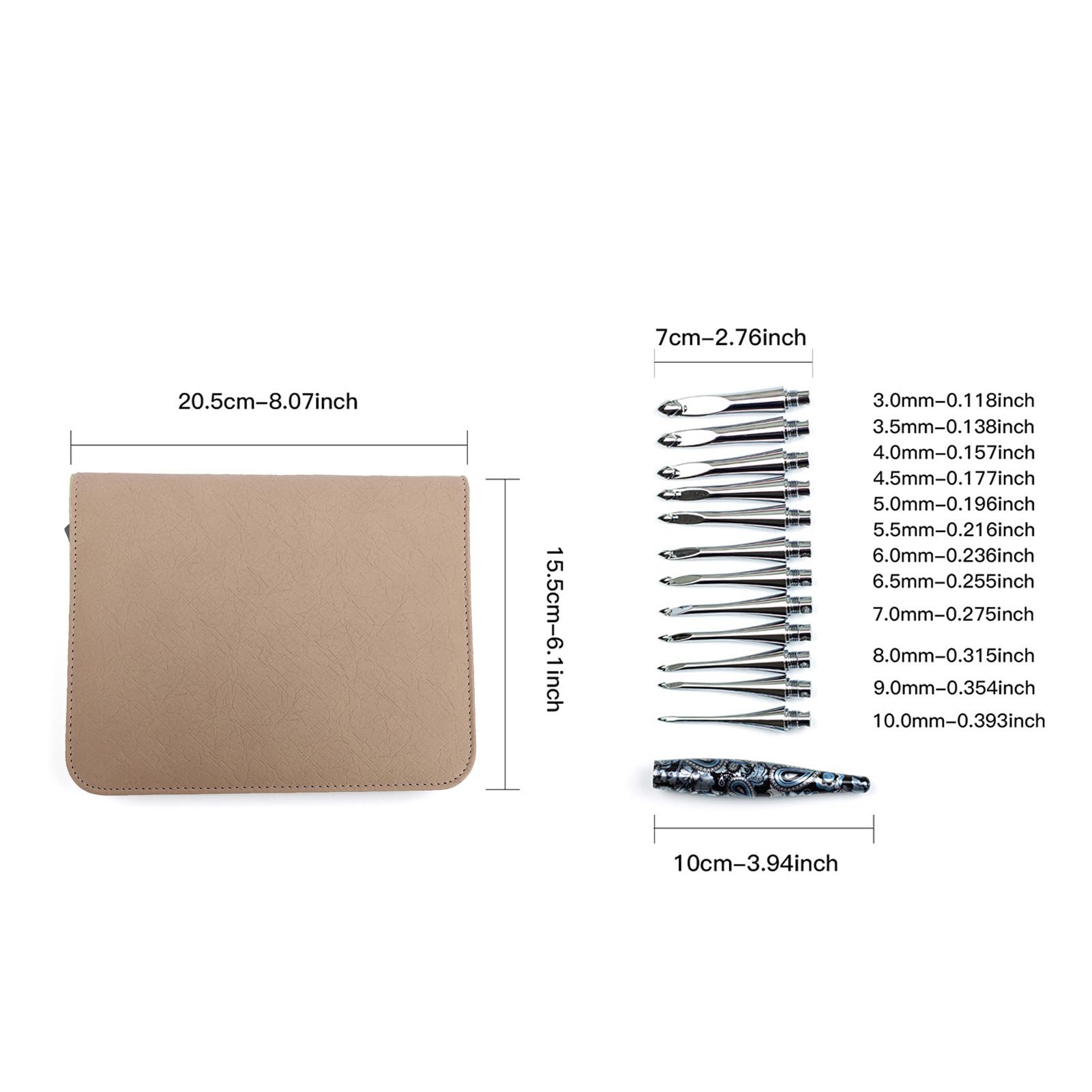 Haofy Kit de Ganchillo de Aluminio de 3,0-10,0 Mm con Mango Ergonómico | Agarre Cómodo Antideslizante, 12 Tamaños Intercambiables, Estuche de Viaje de PU, Deslizamiento Suave del Hilo, Reduce la