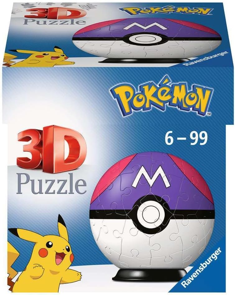 Ravensburger 3D Puzzle 11564 - Puzzle Ball Pokémon Pokéballs - Master Ball - [EN] Master Ball - 54 Pieces - for Pokémon Fans from 6 Years