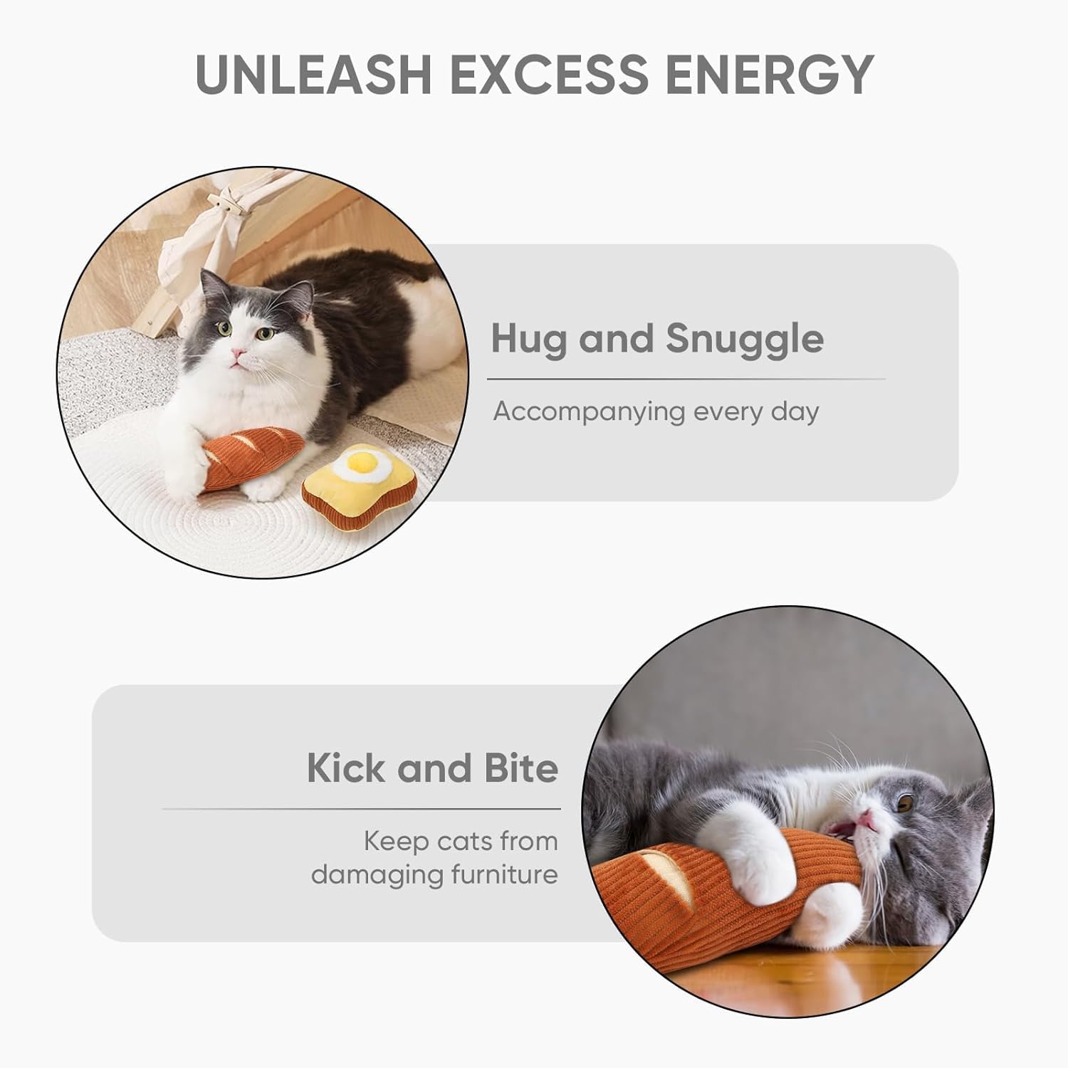 Cat Toys, 2 sztuki zabawek dźwiękowych Catnip Bell Sound Toys Soft and Durable, interactive Cat Kick Chew Bite Toys for Indoor Cats, 2 rozmiary dla wszystkich ras