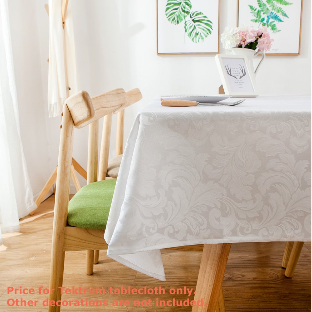 Tektrum Jacquard-Tischdecke abwaschbar, rechteckig, 177,8 x 177,8 cm, Wasser- / auslaufsicher, fleckenabweisend, knitterfrei, strapazierfähig, ideal für Bankett, Partys, Abendessen 70" x 70" weiß